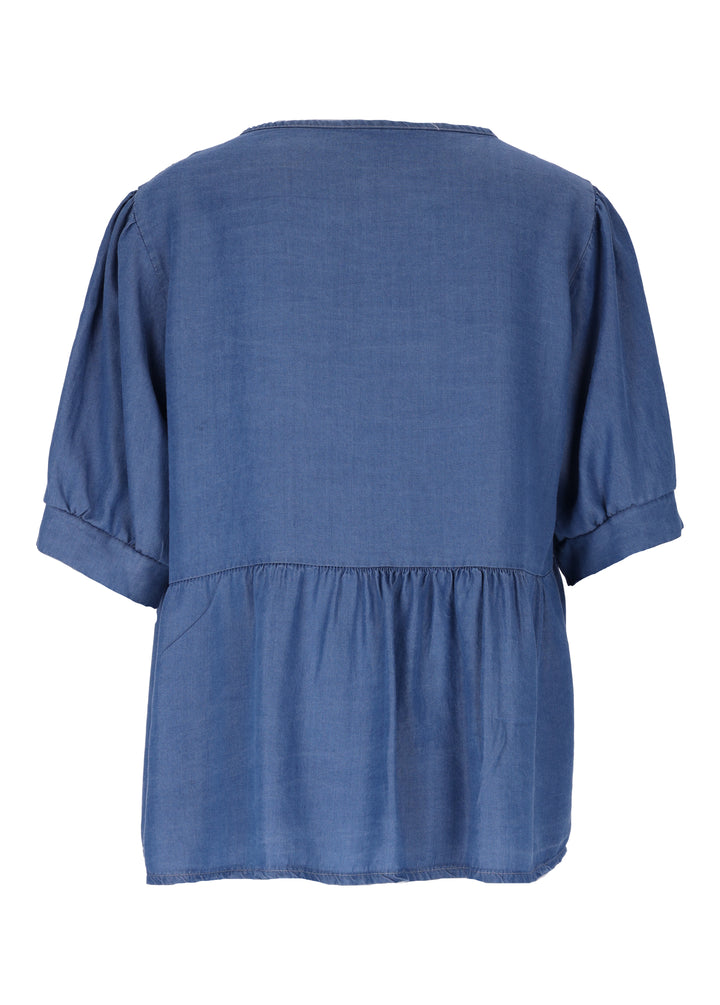 Splash of Color Kurzarm-Bluse zum Binden
