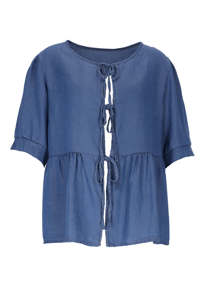 Splash of Color Kurzarm-Bluse zum Binden