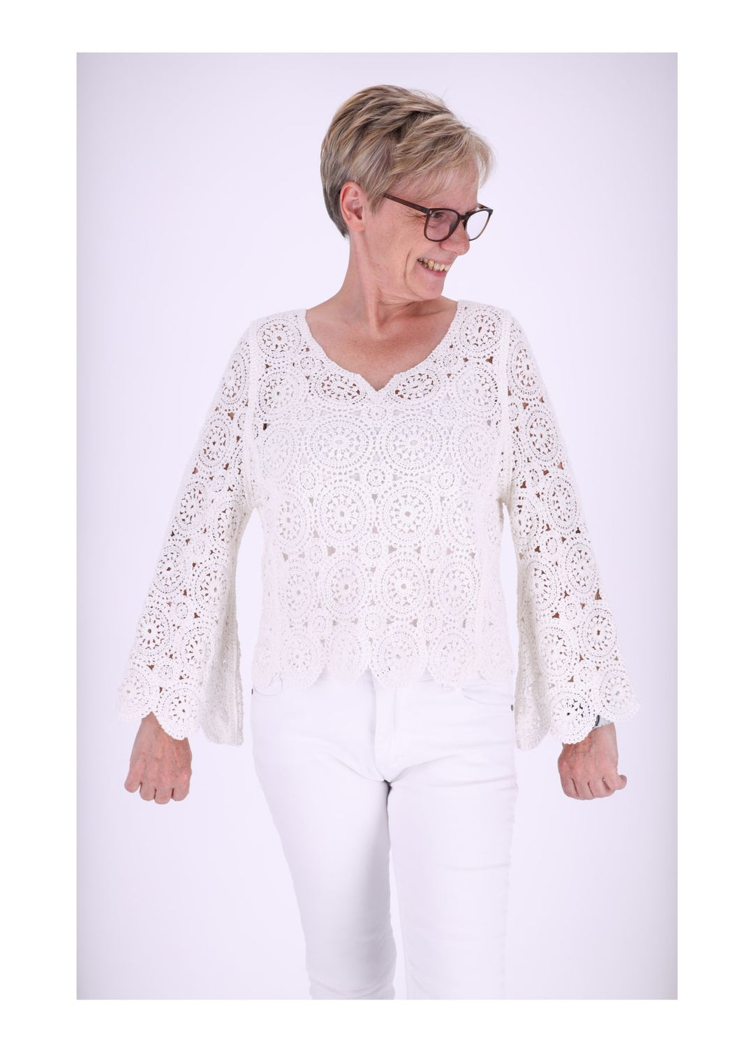 Splash of Color Häkelshirt Damen