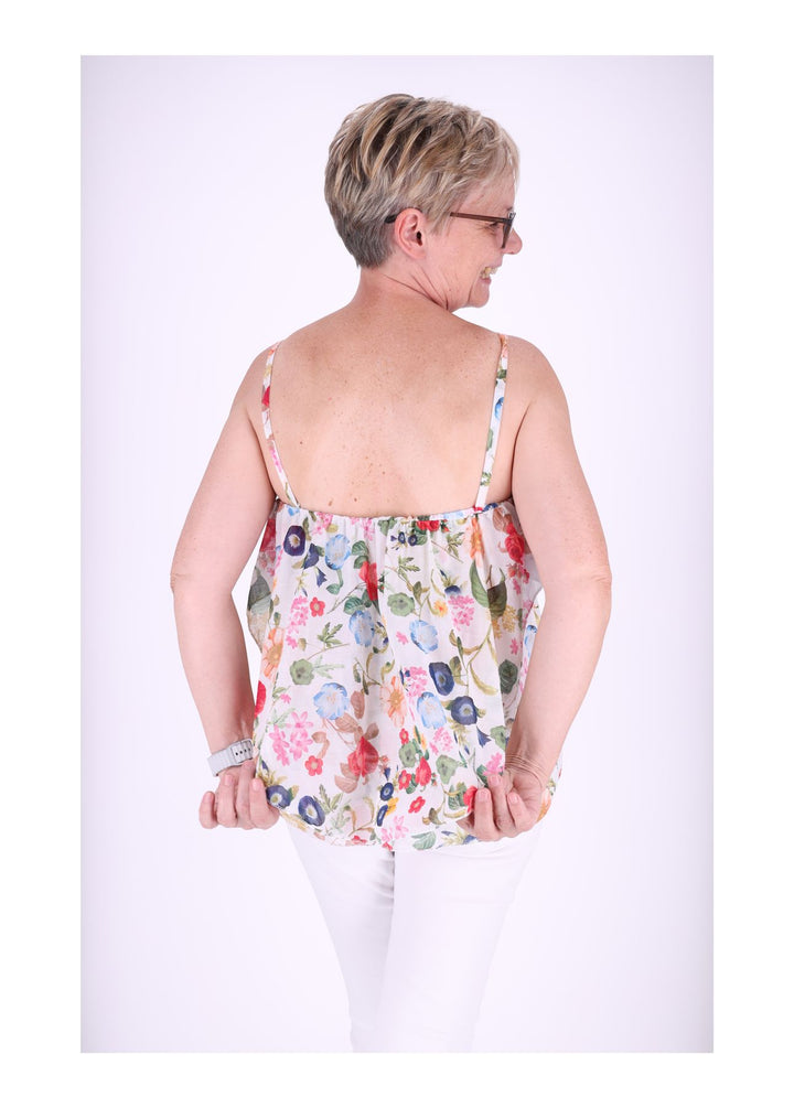 Rüschen Top Damen Streublumen Baumwolle