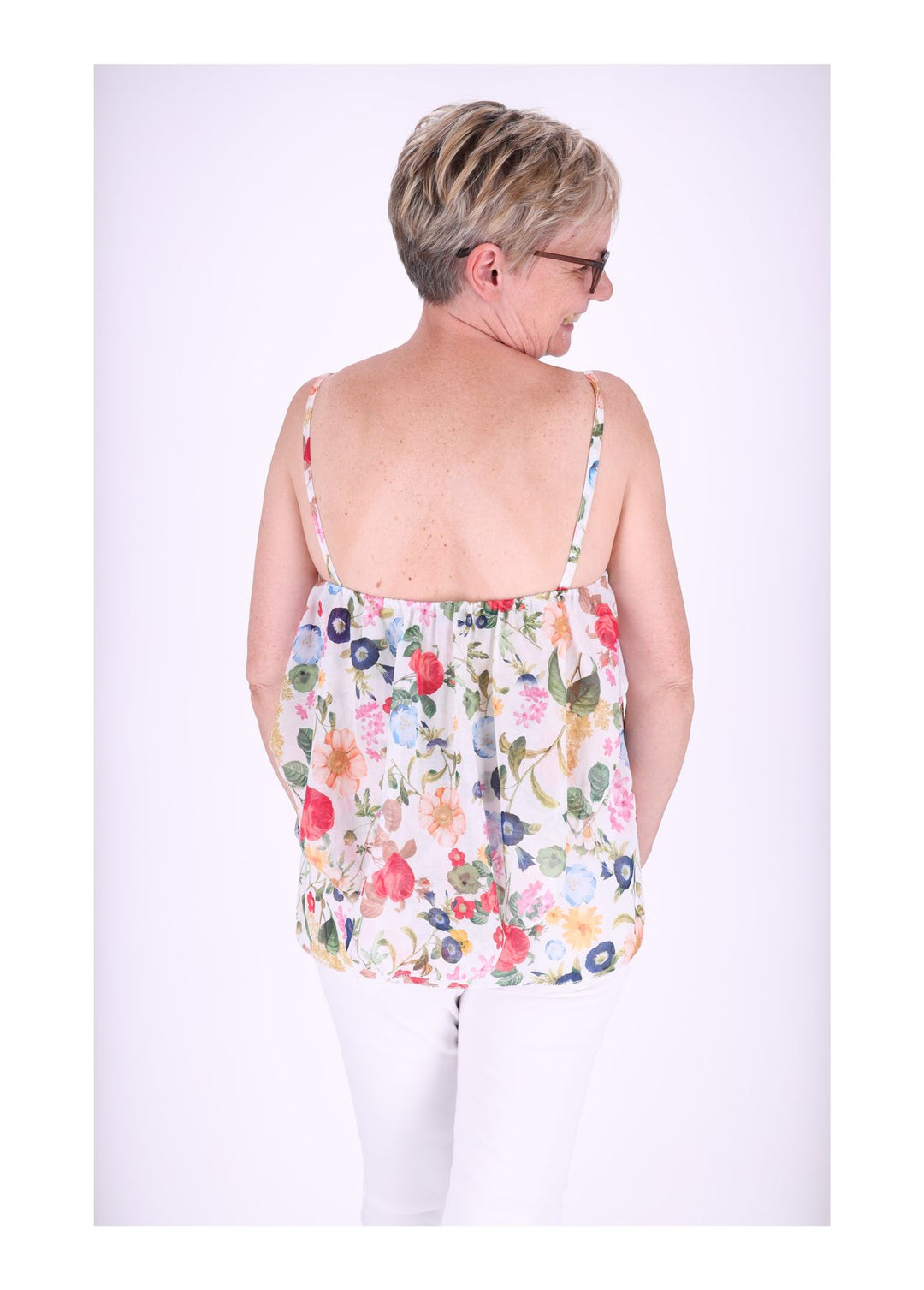 Rüschen Top Damen Streublumen Baumwolle