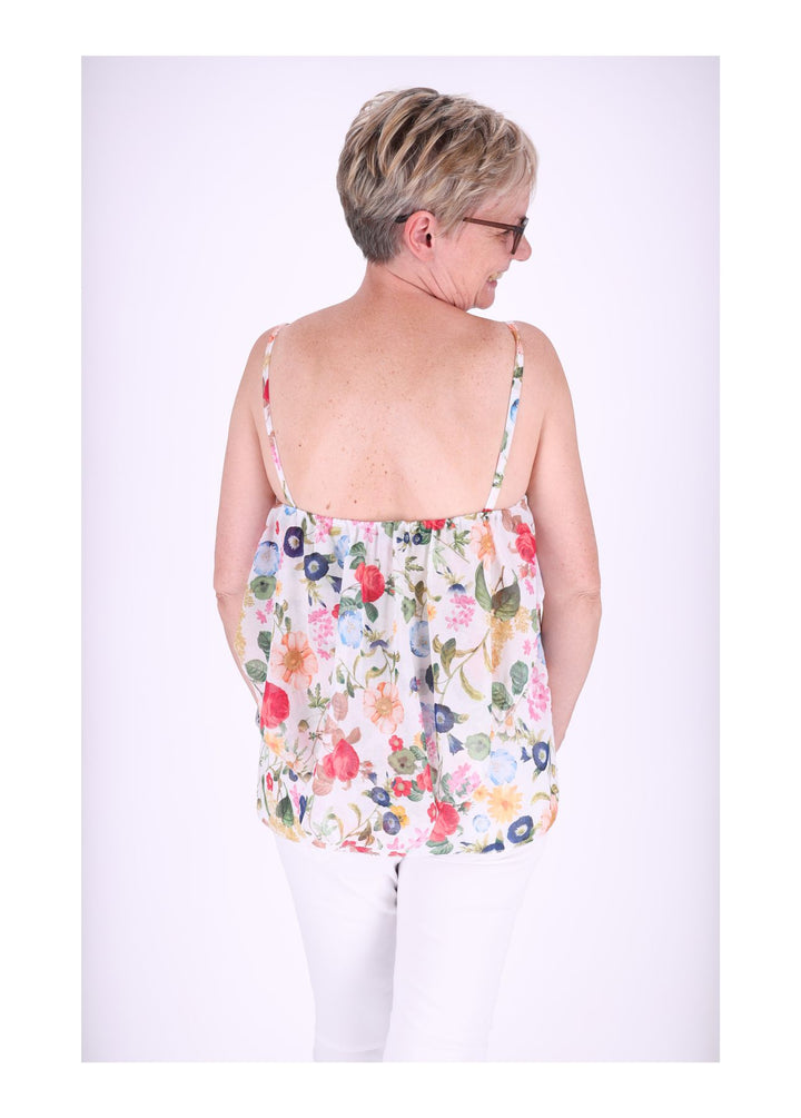 Rüschen Top Damen Streublumen Baumwolle
