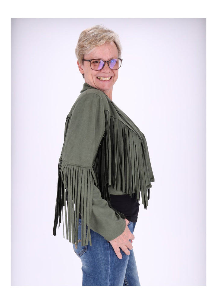 Splash of Color Fakelederjacke Fransen