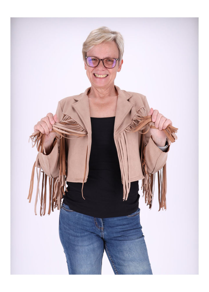 Splash of Color Fakelederjacke Fransen