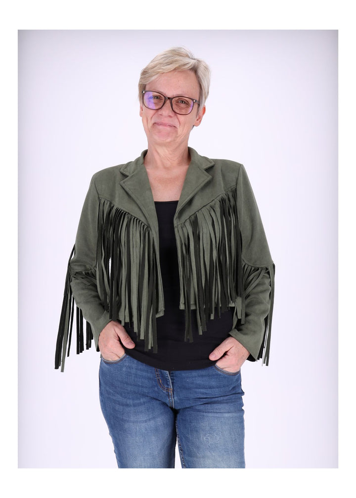 Splash of Color Fakelederjacke Fransen