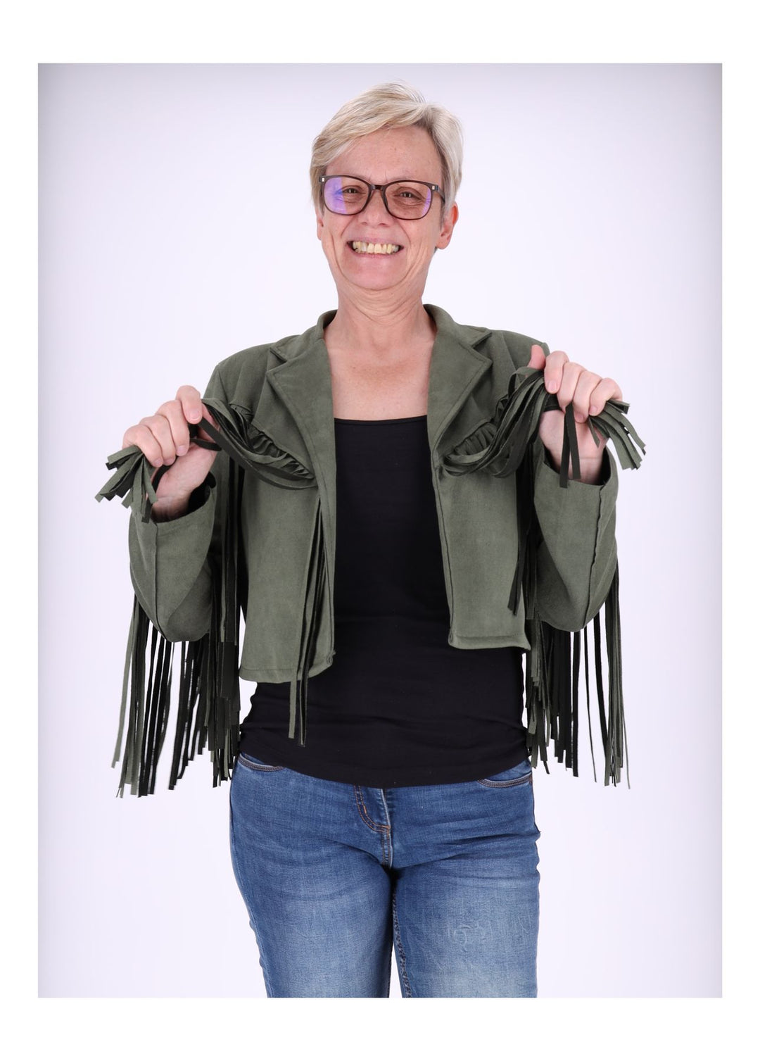 Splash of Color Fakelederjacke Fransen