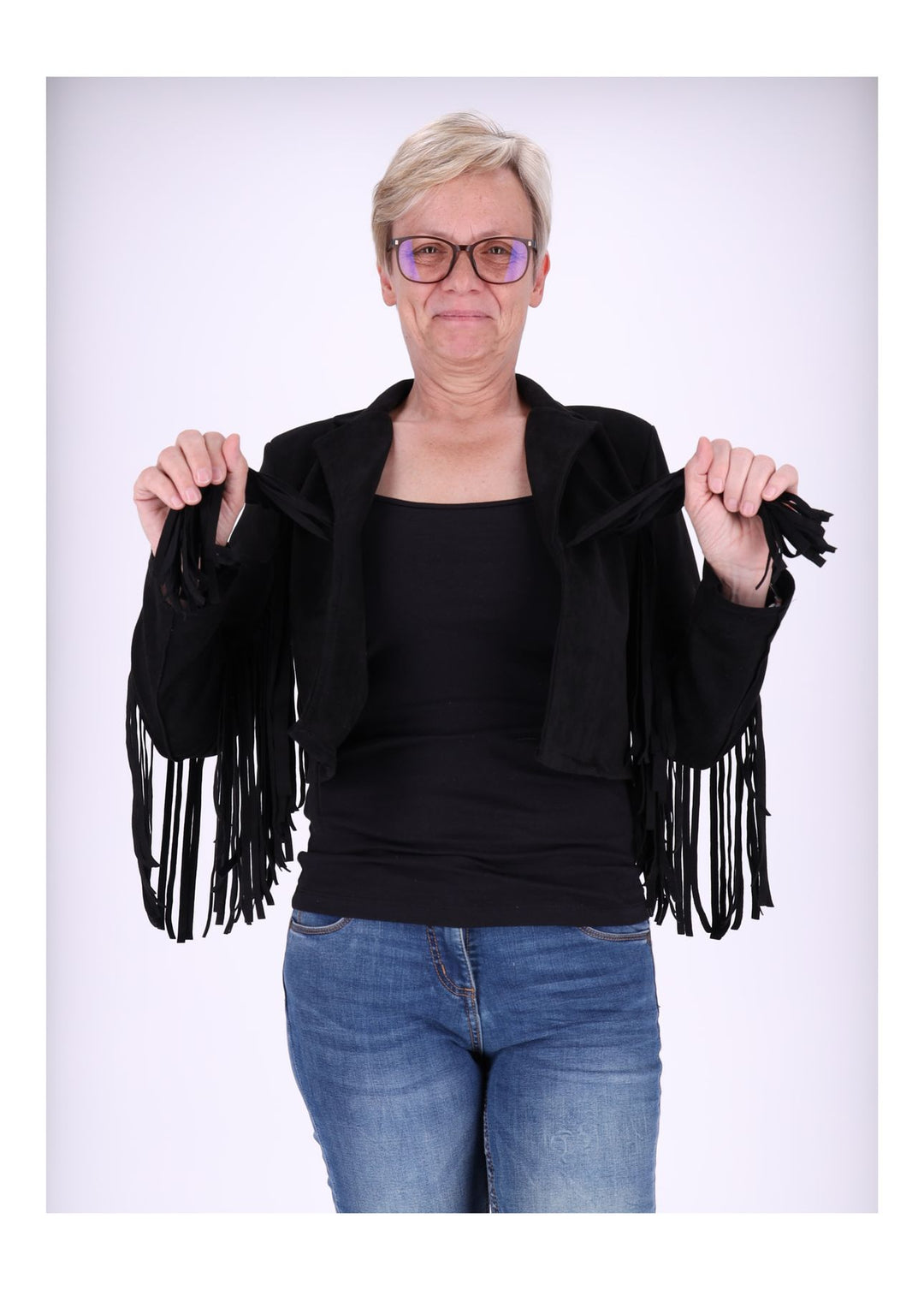 Splash of Color Fakelederjacke Fransen