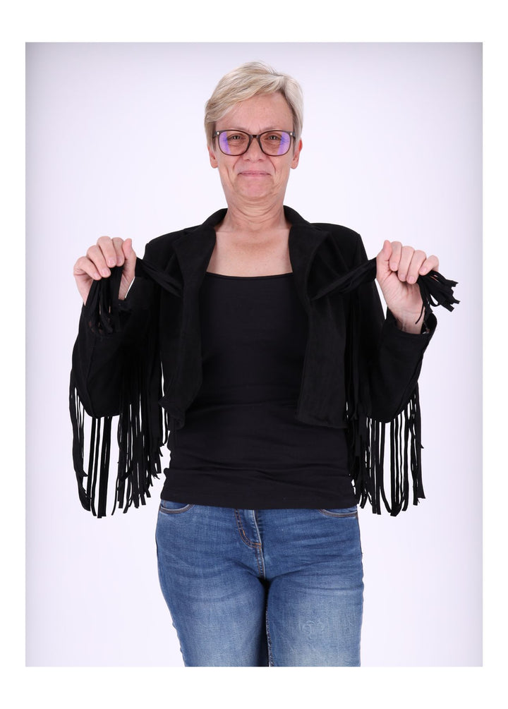 Splash of Color Fakelederjacke Fransen