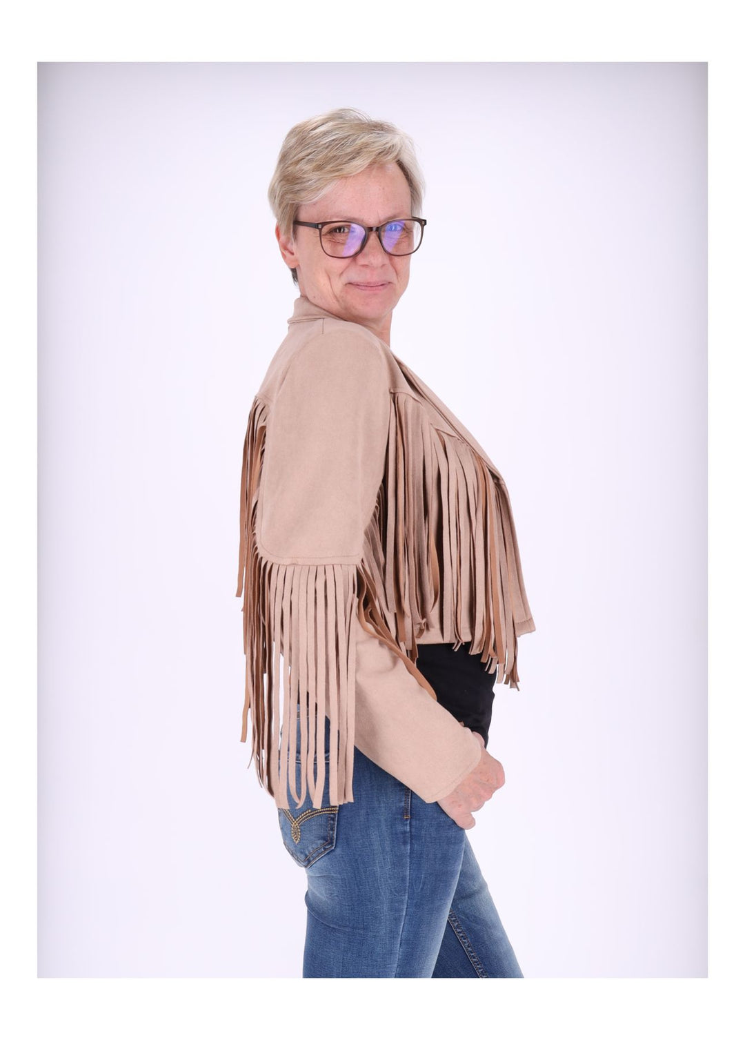 Splash of Color Fakelederjacke Fransen