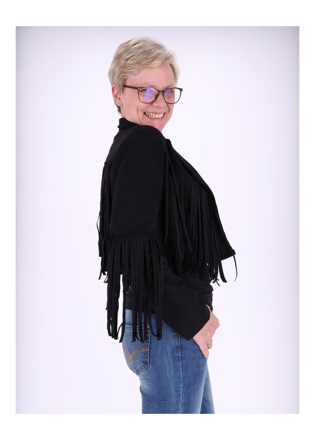 Splash of Color Fakelederjacke Fransen