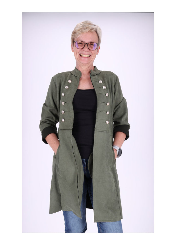 Damen Fakeleder Jacke Military Splash of Color