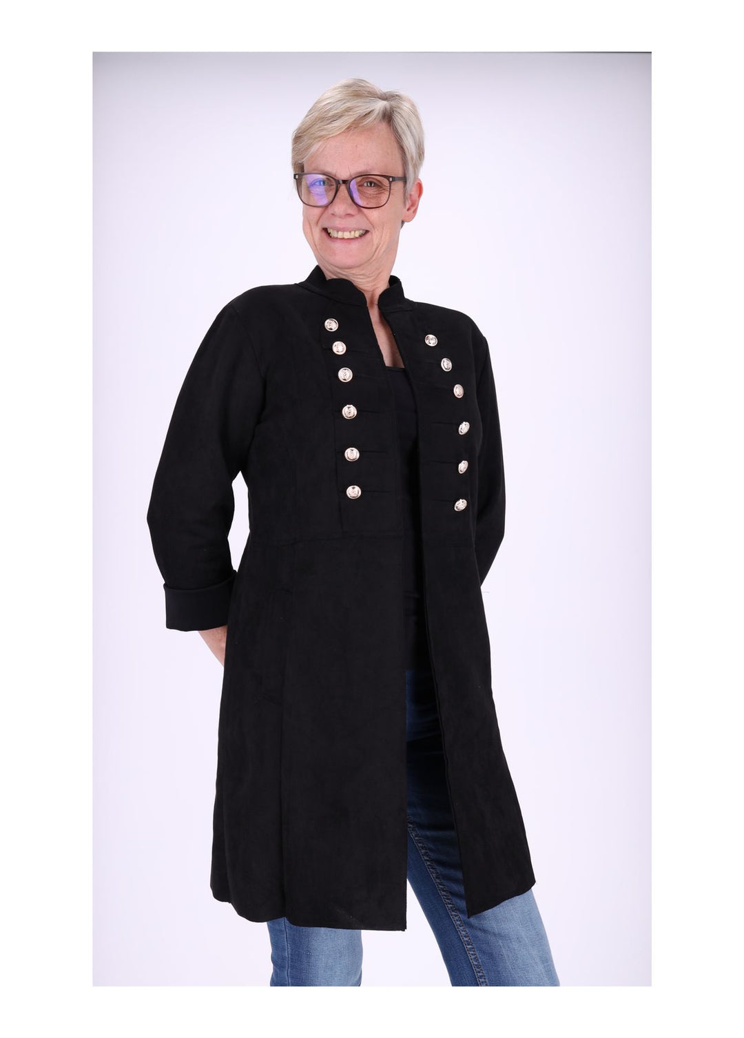 Damen Fakeleder Jacke Military Splash of Color