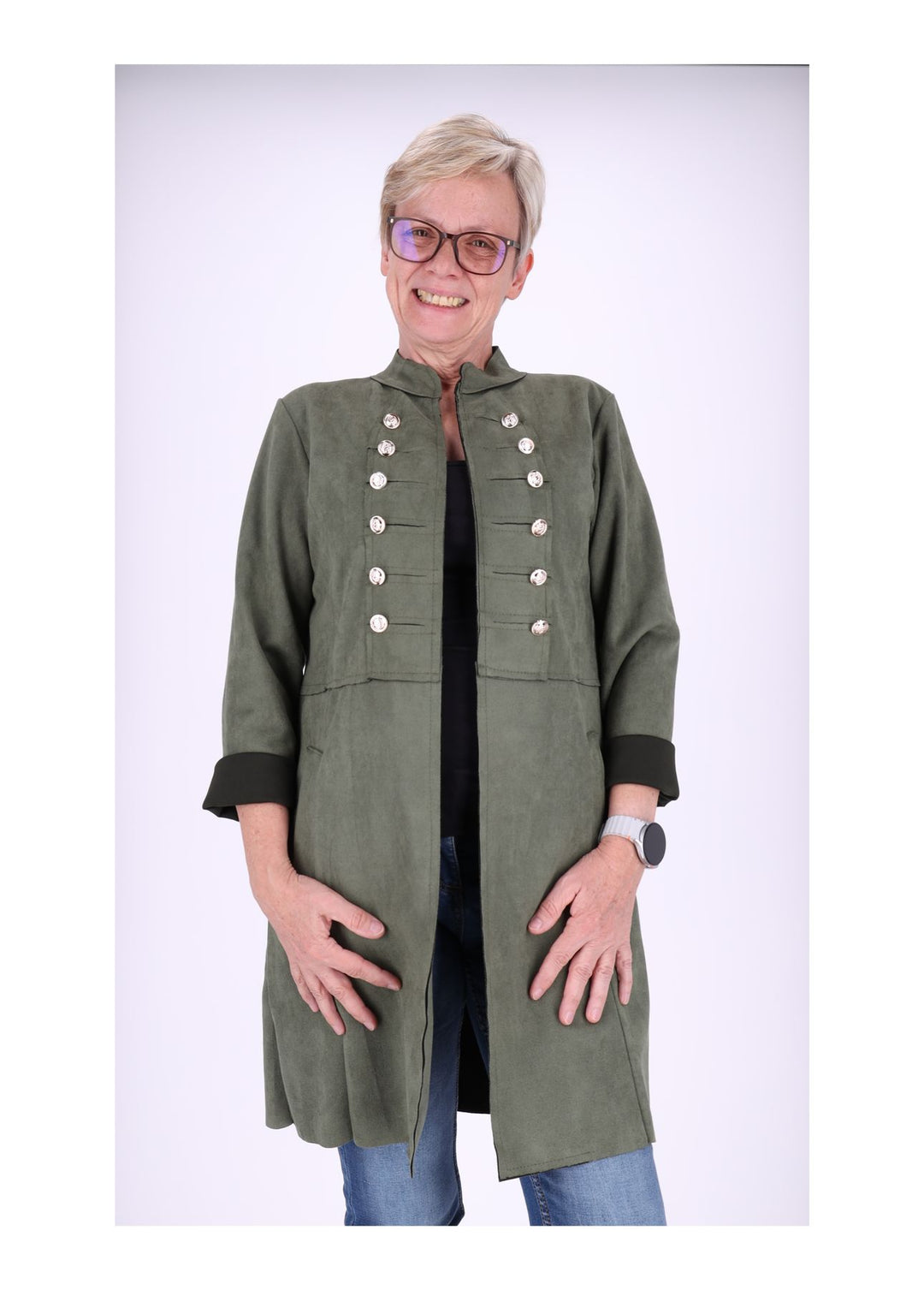 Damen Fakeleder Jacke Military Splash of Color