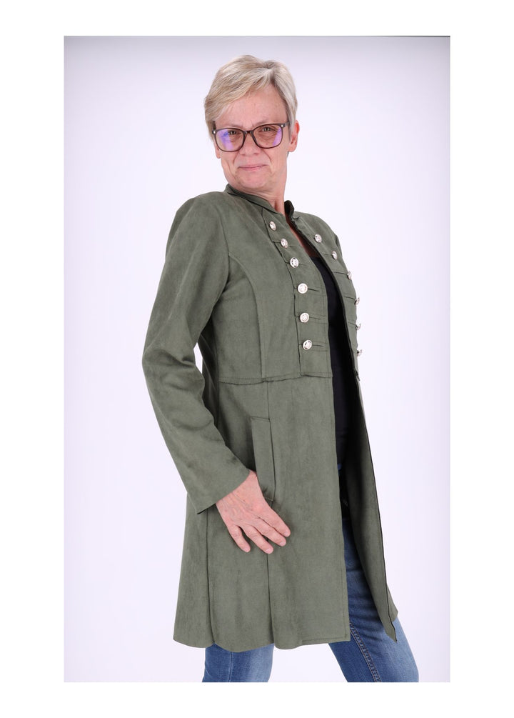 Damen Fakeleder Jacke Military Splash of Color