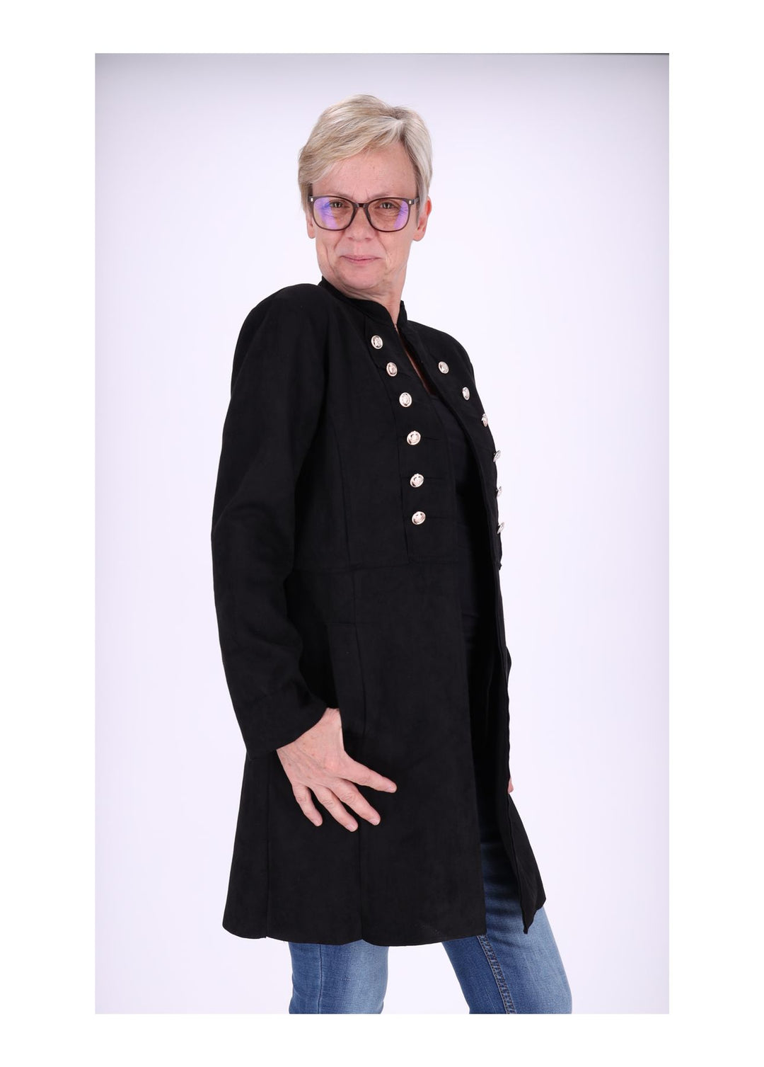 Damen Fakeleder Jacke Military Splash of Color