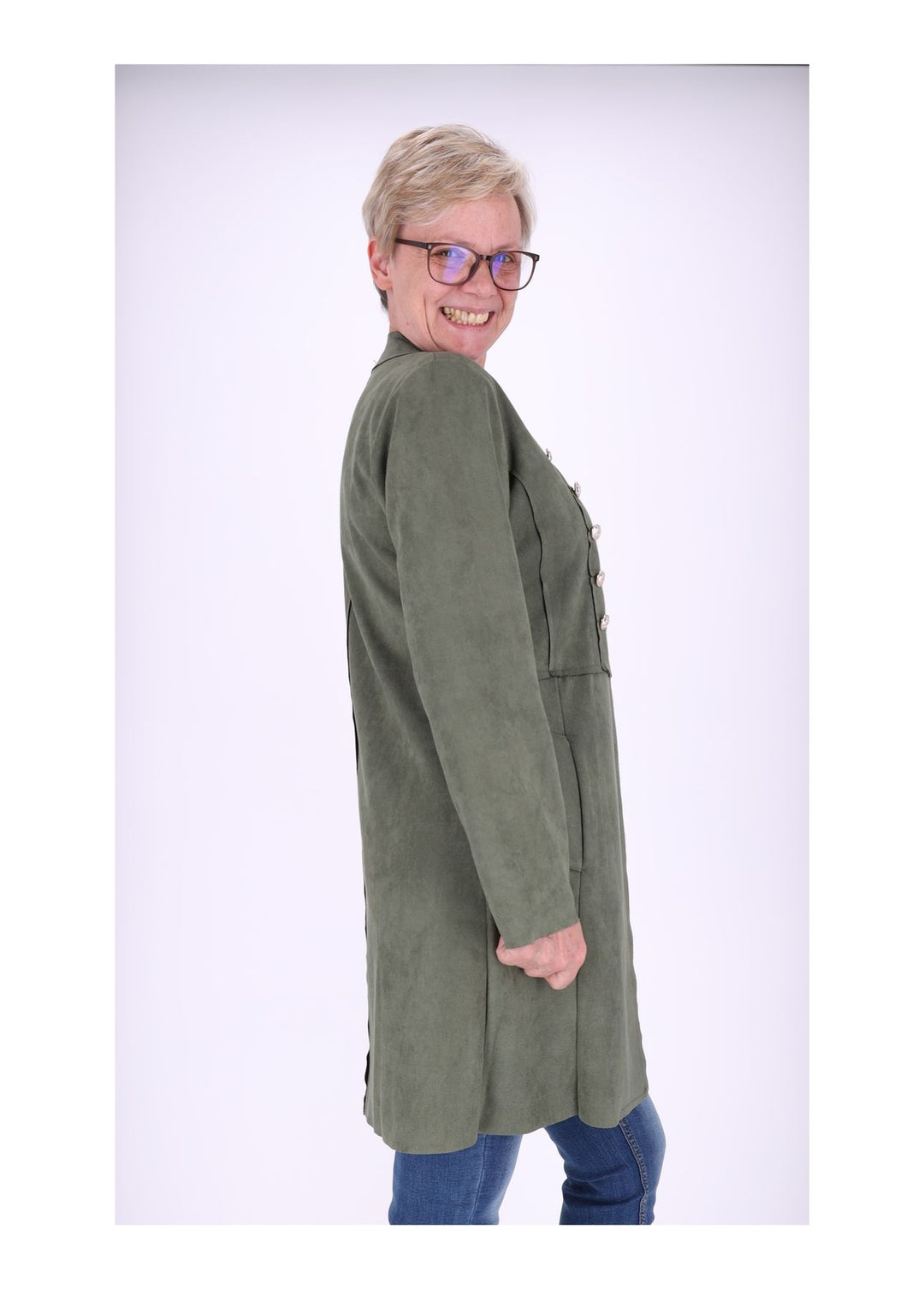 Damen Fakeleder Jacke Military Splash of Color