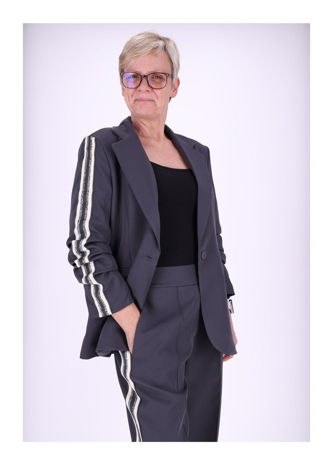 Splash of Color Blazer Damen geraffter Arm