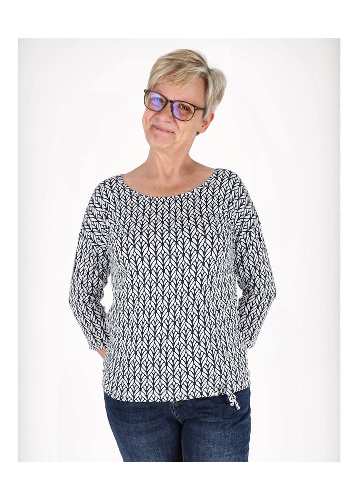 25 Damen-Shirt mit 3/4-Arm Blattprint