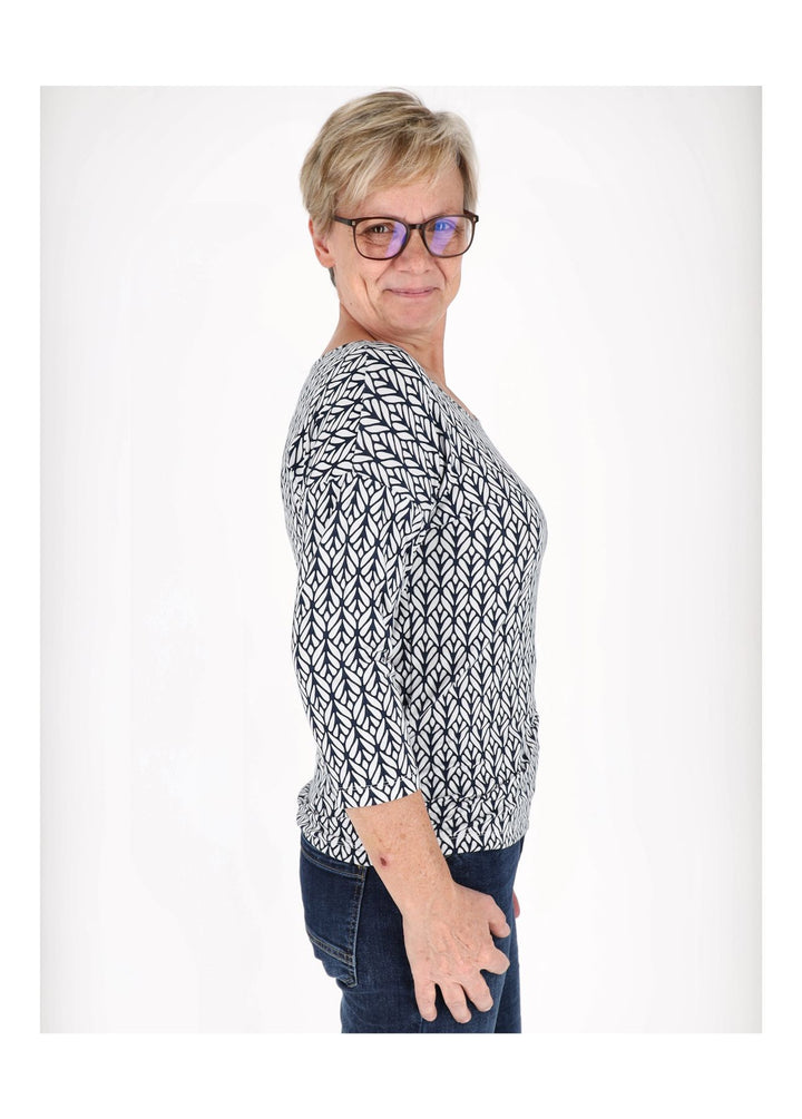 25 Damen-Shirt mit 3/4-Arm Blattprint