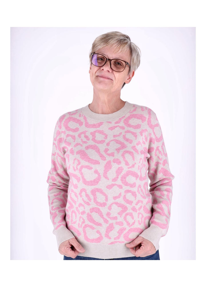 TARA M Damen Strickpullover Leopard
