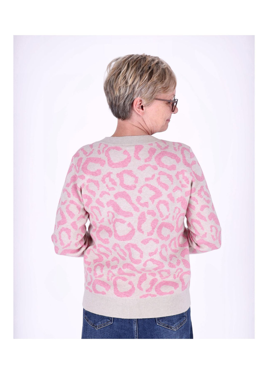 TARA M Damen Strickpullover Leopard