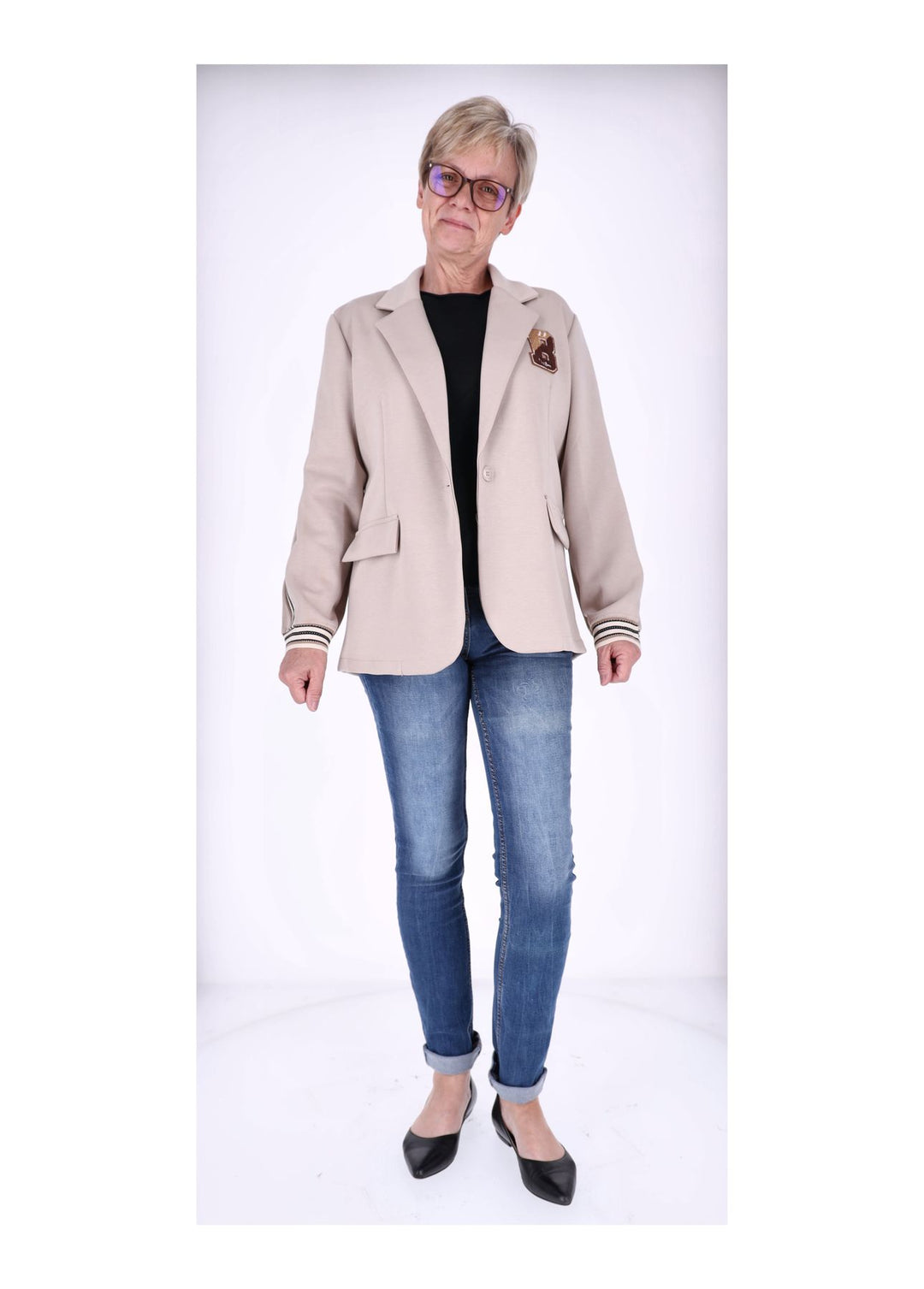 Sweat Blazer Damen Galonstreifen
