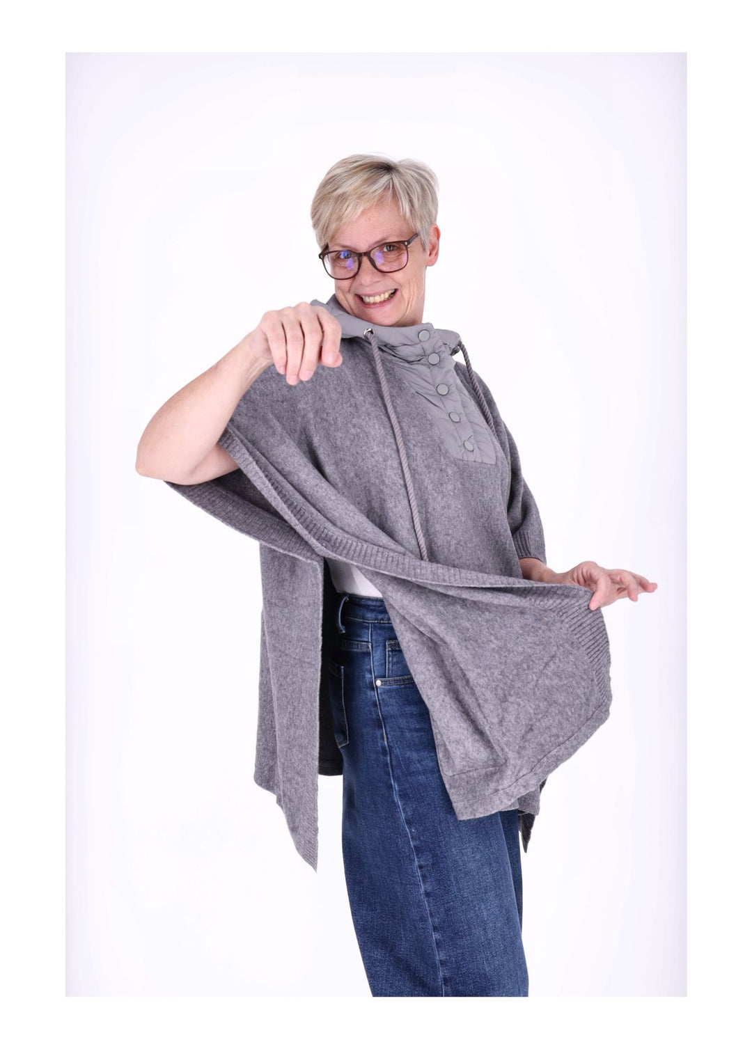 Splash of Color Damen Poncho Materialmix