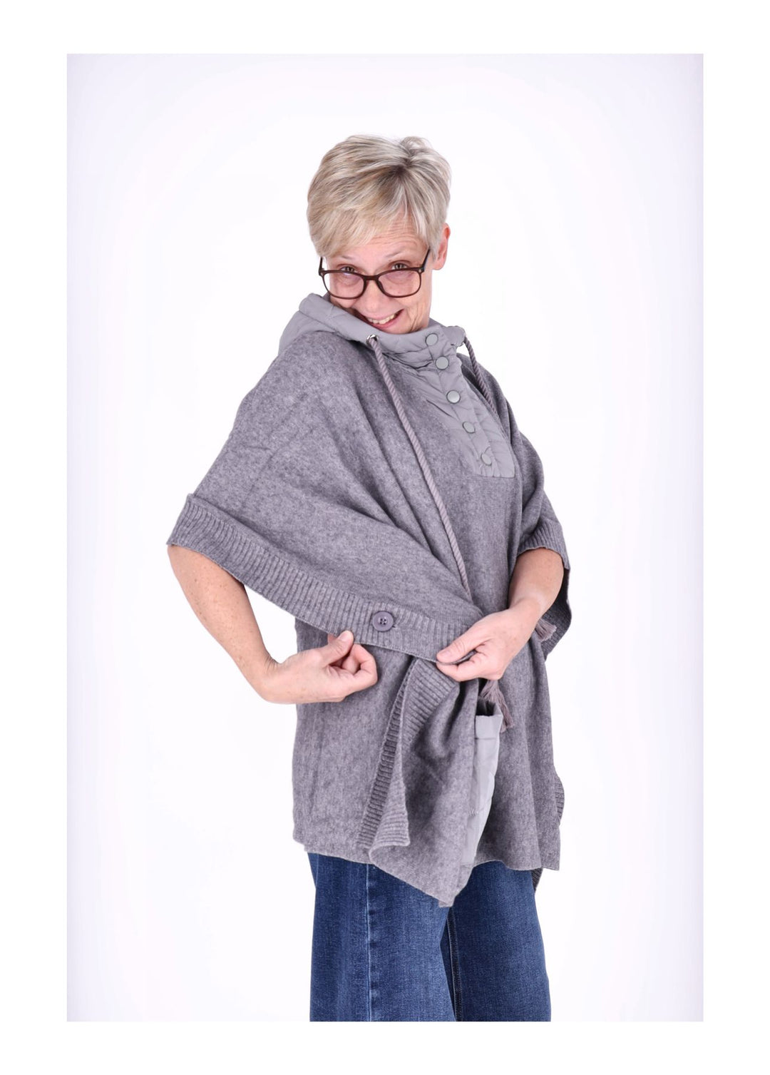 Splash of Color Damen Poncho Materialmix