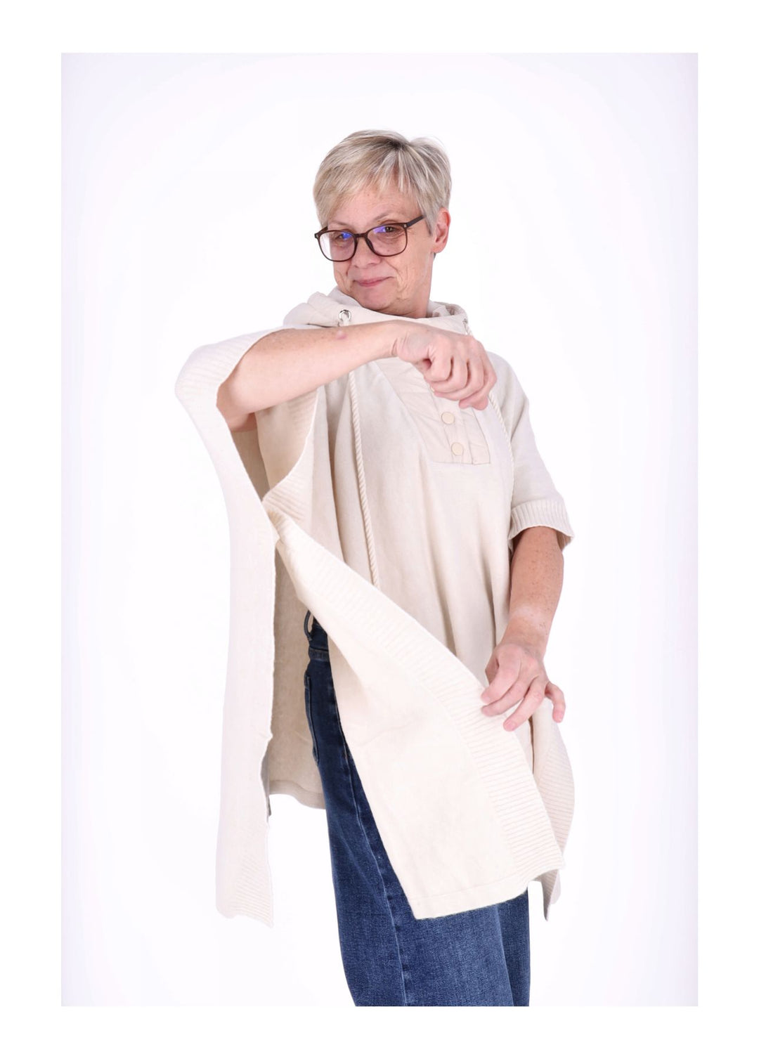 Splash of Color Damen Poncho Materialmix