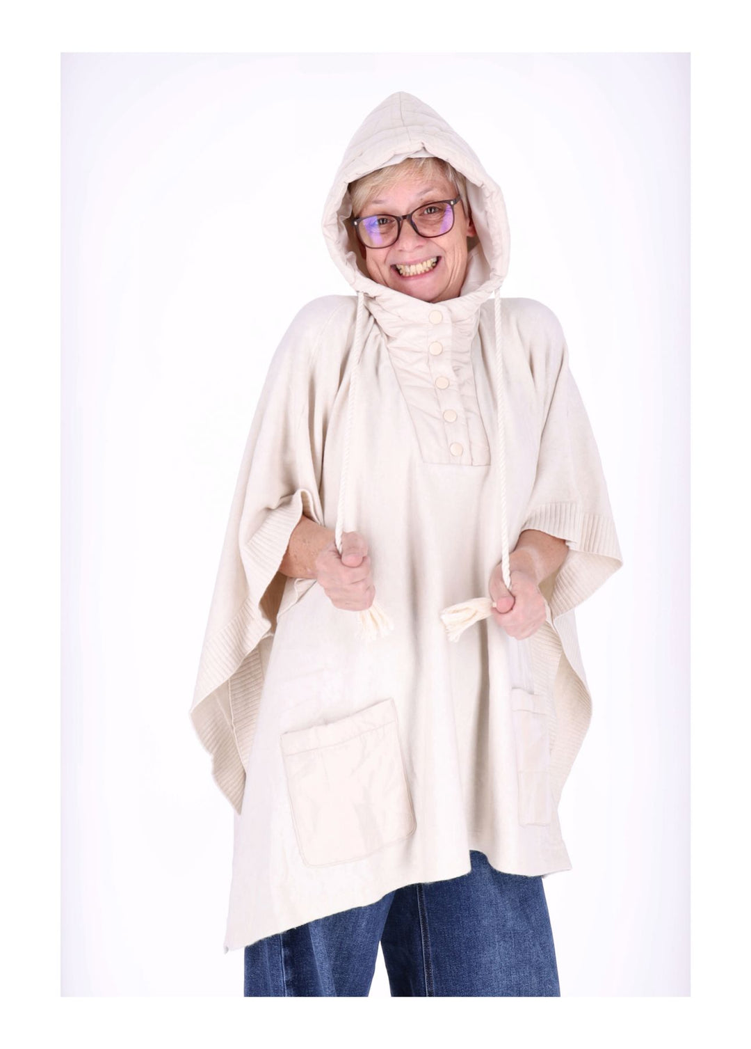 Splash of Color Damen Poncho Materialmix