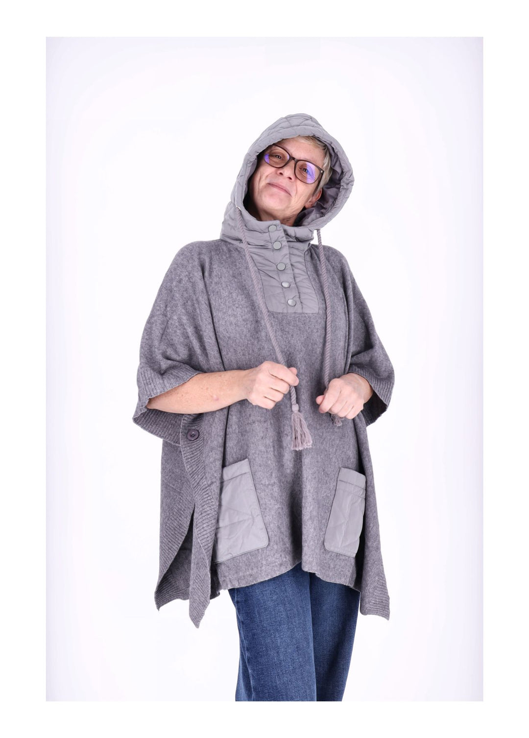 Splash of Color Damen Poncho Materialmix