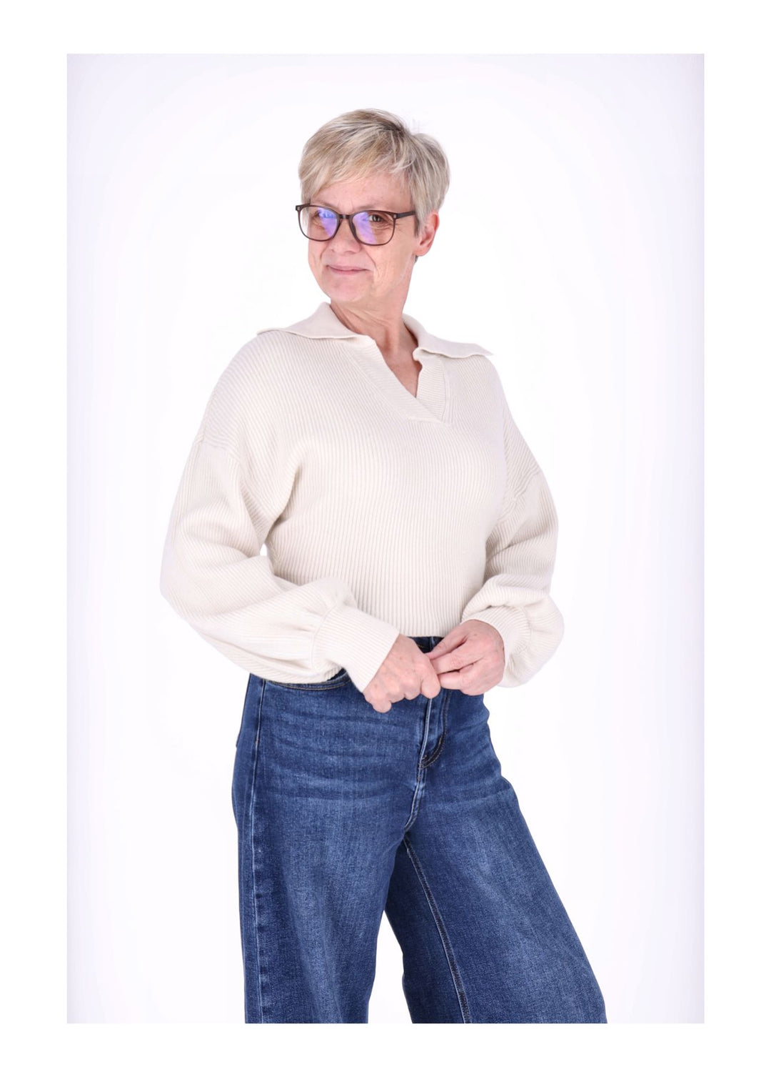 Splash of Color Strickpullover Polokragen