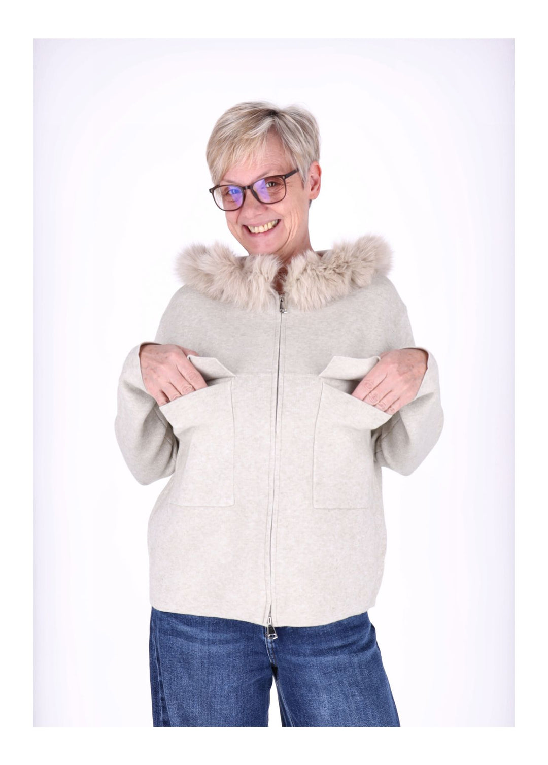Splash of Color Strickjacke mit Kapuze