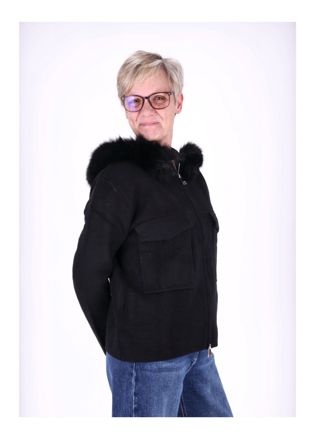 Splash of Color Strickjacke mit Kapuze