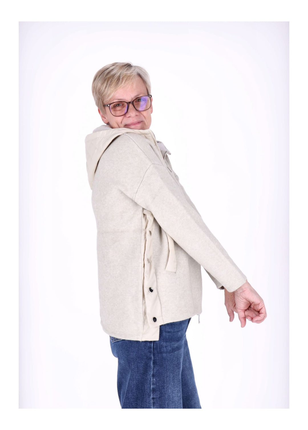 Splash of Color Strickjacke mit Steppkapuze
