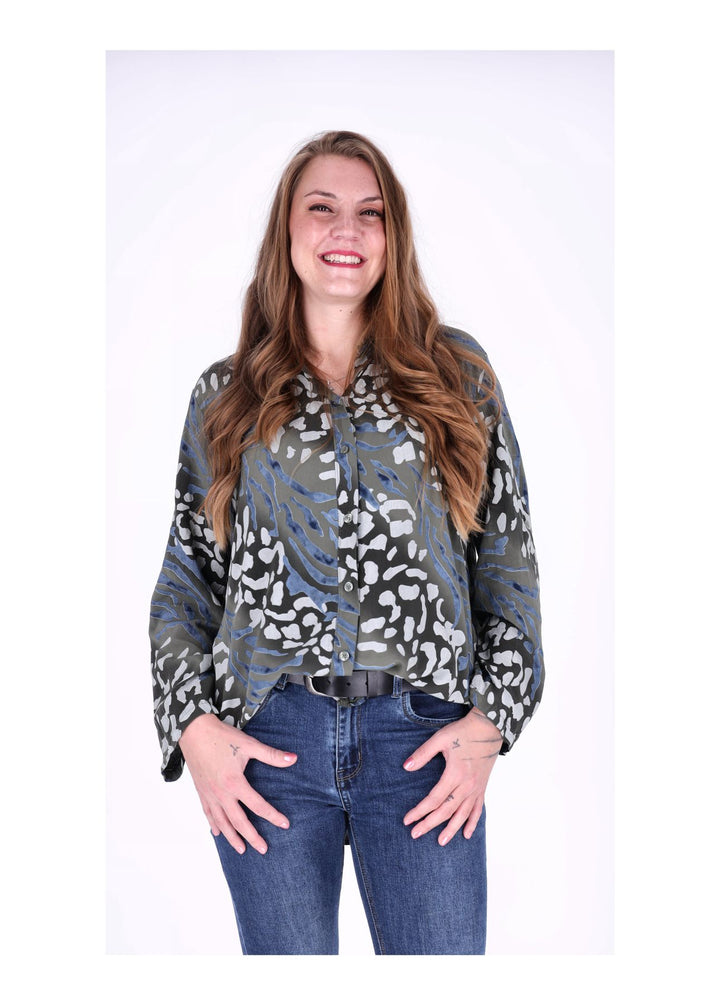 Splash of Color Leinenbluse Damen