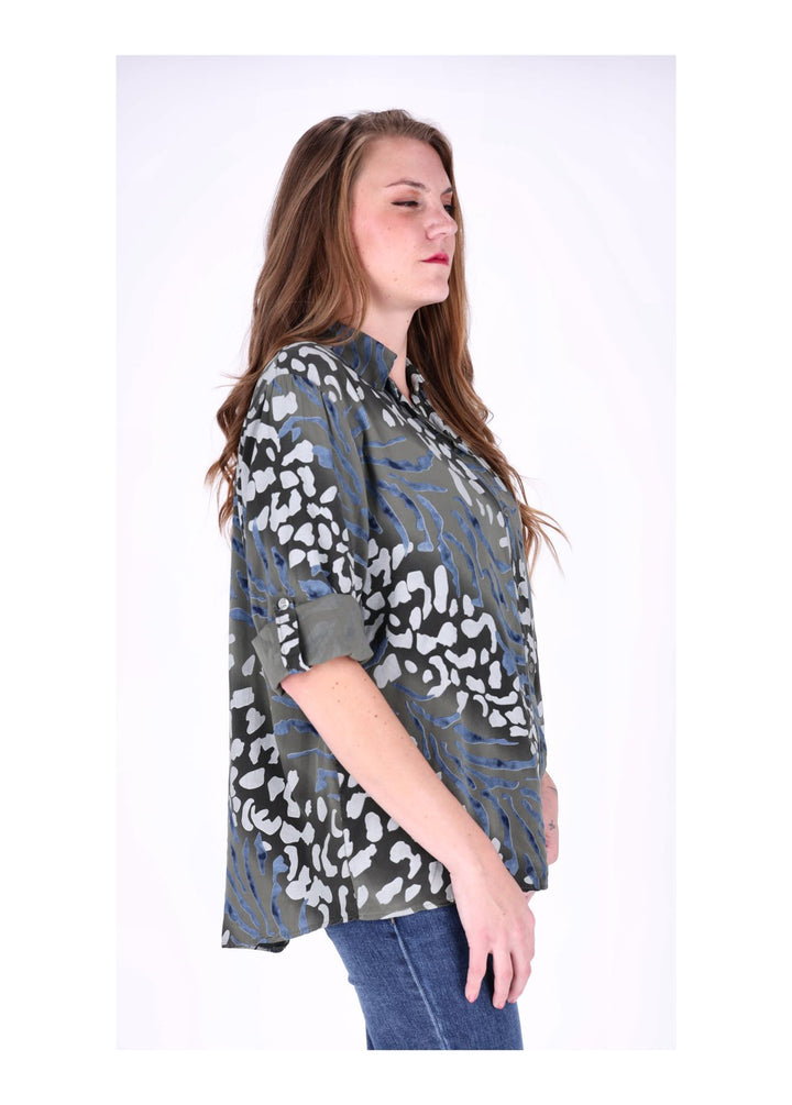 Splash of Color Leinenbluse Damen