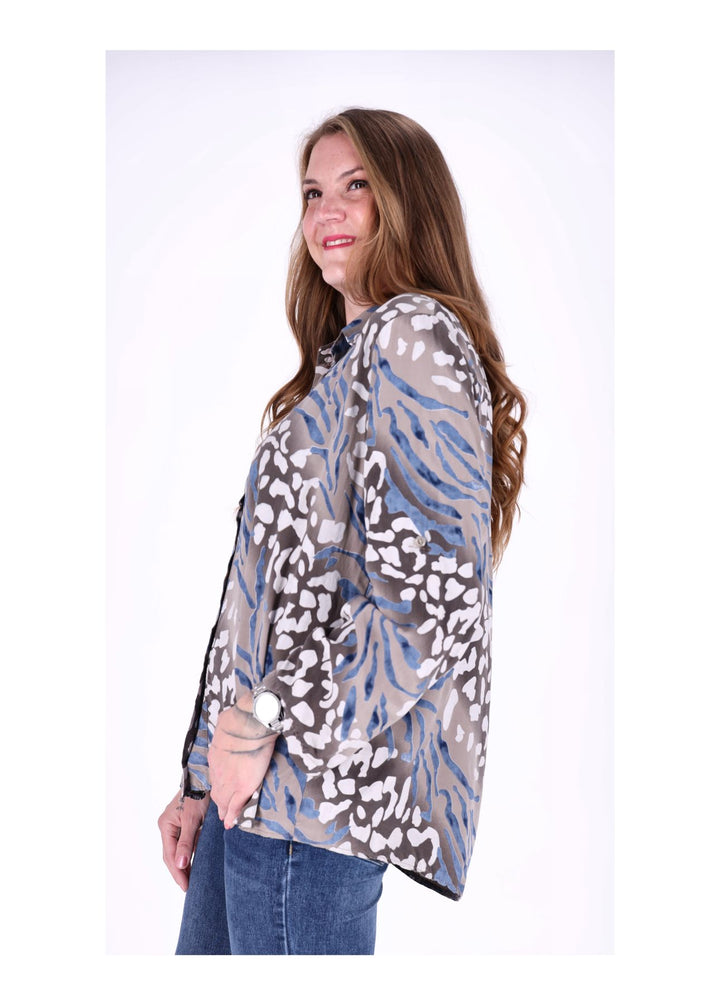 Splash of Color Leinenbluse Damen