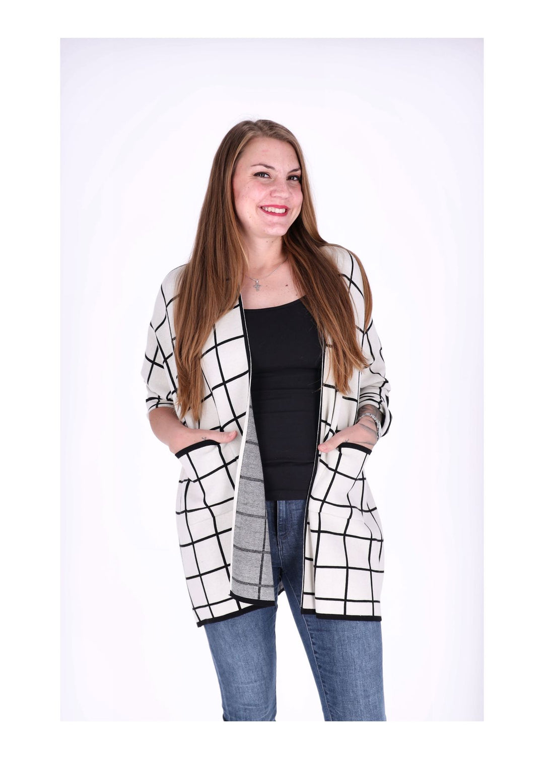 Splash of Color Strickjacke Damen Lang