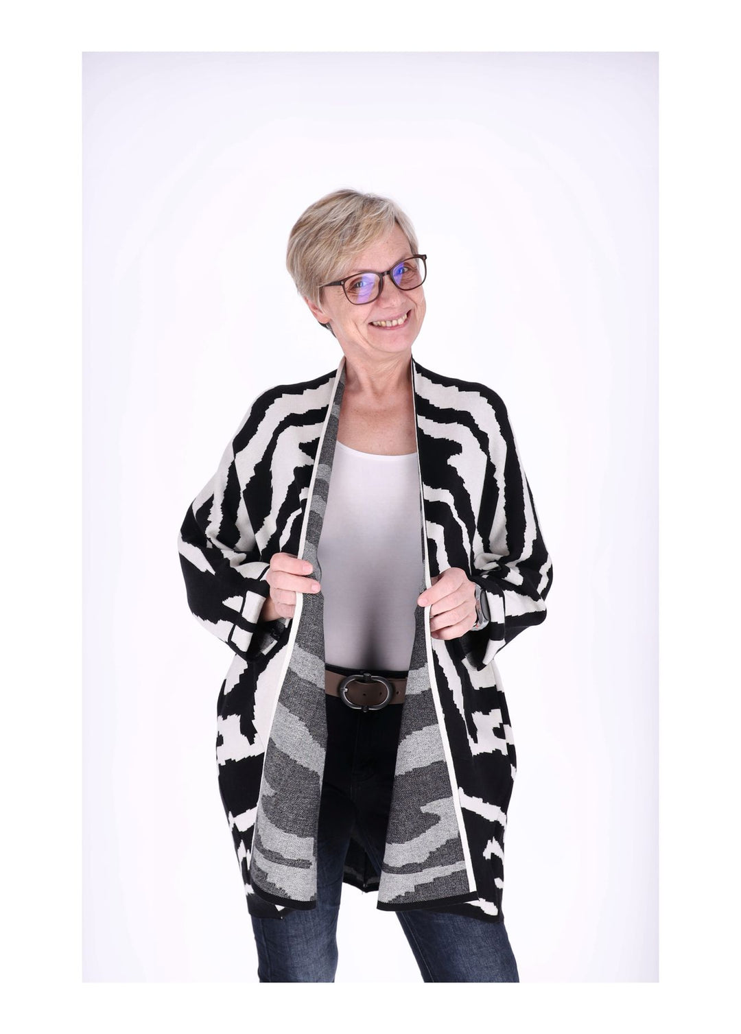 Splash of Color Strickjacke Damen Lang