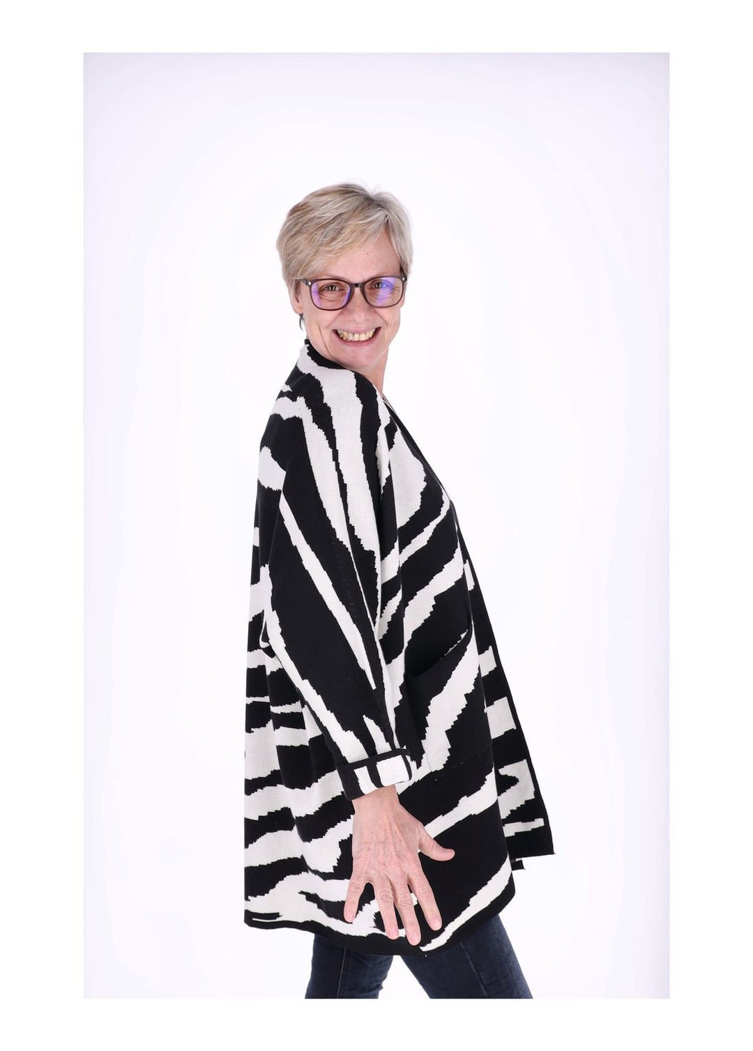 Splash of Color Strickjacke Damen Lang