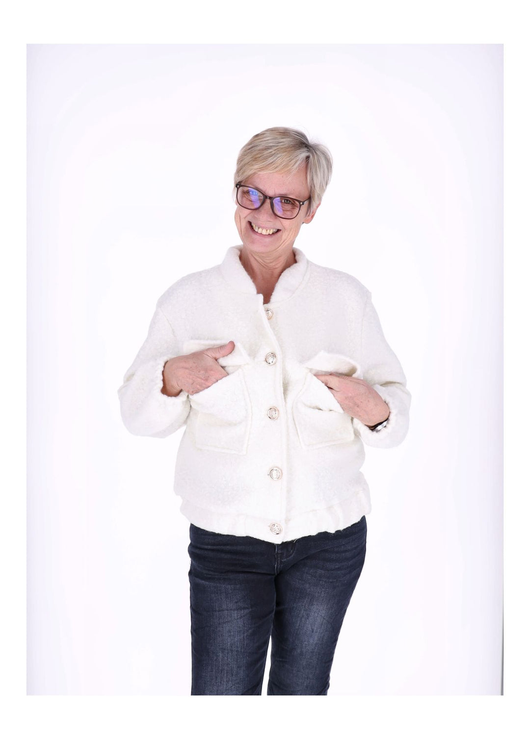 Bundjacke Damen Bouclé