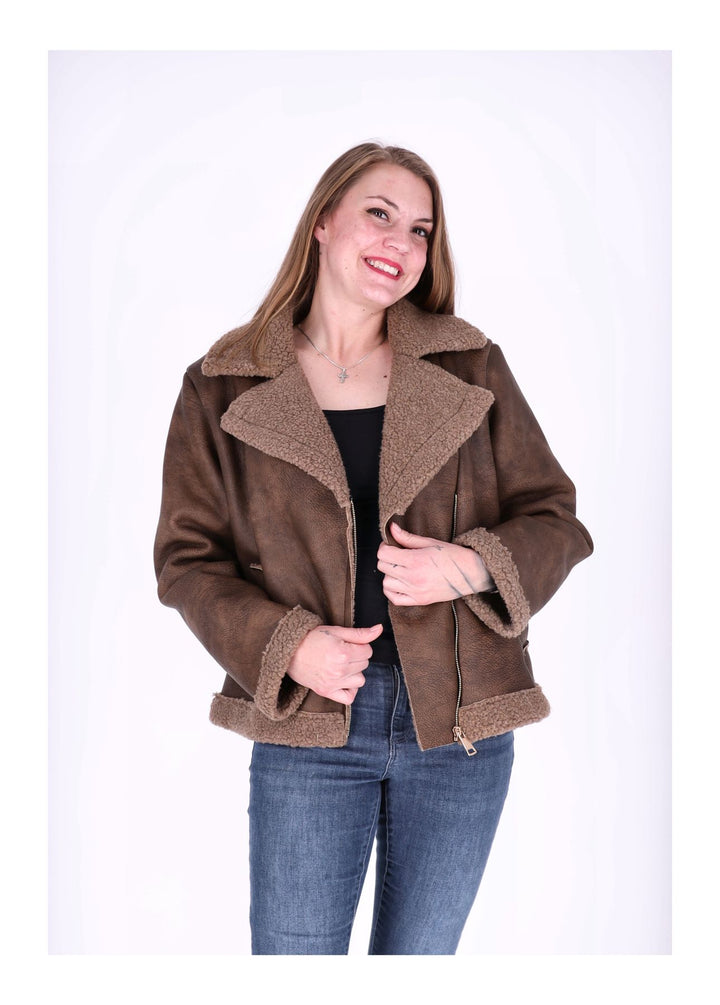 Splash of Color Lederimitat Jacke mit Teddy