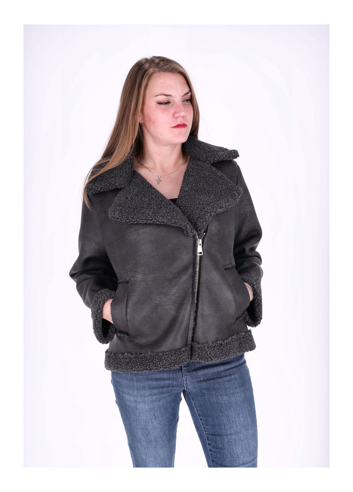 Splash of Color Lederimitat Jacke mit Teddy