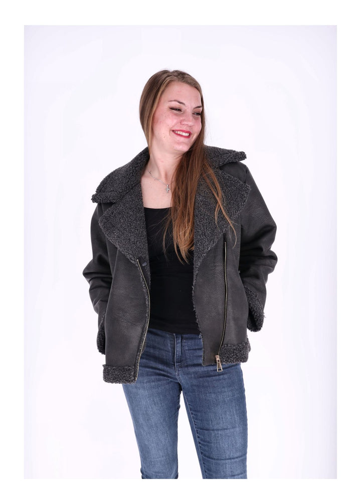 Splash of Color Lederimitat Jacke mit Teddy