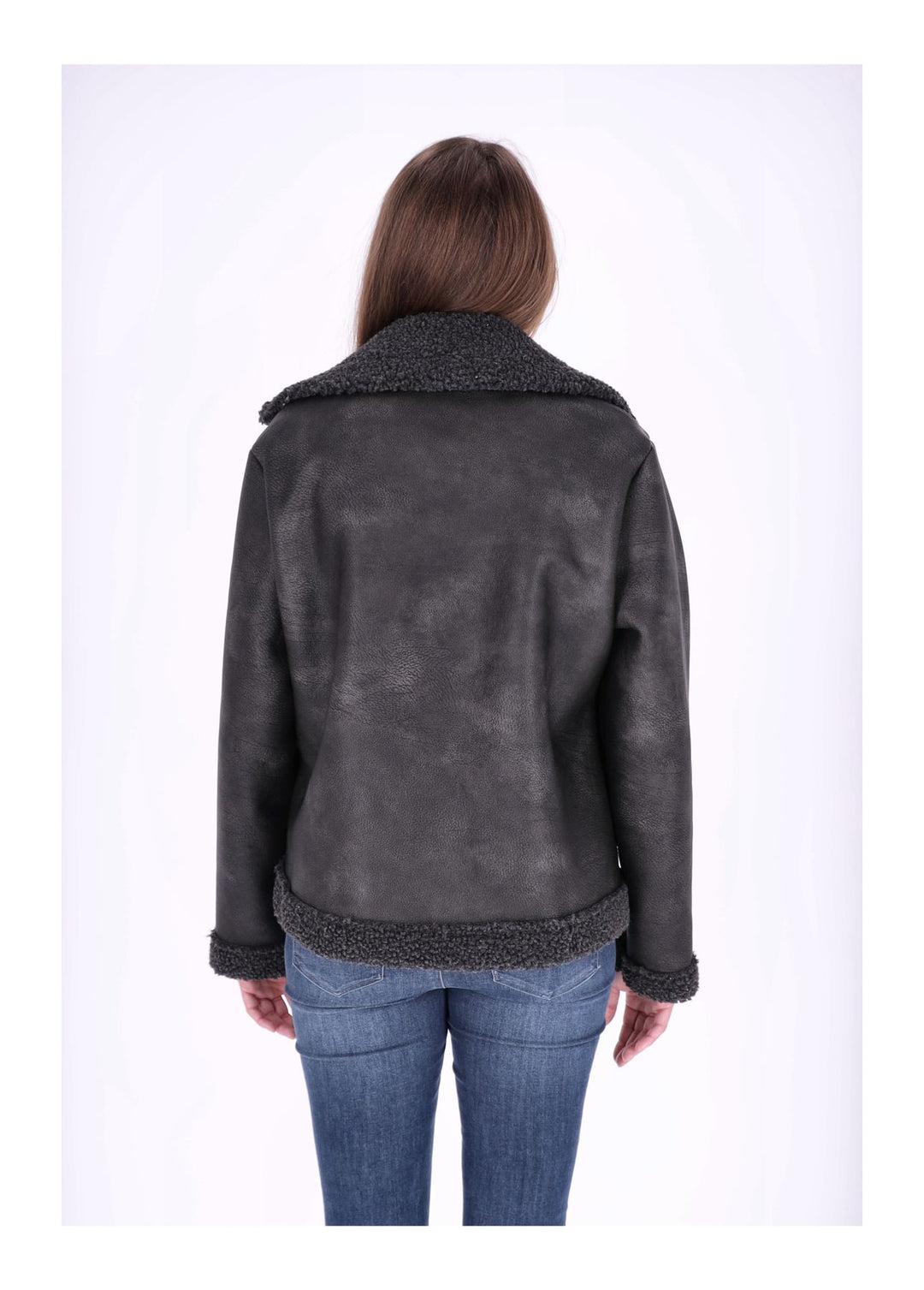 Splash of Color Lederimitat Jacke mit Teddy