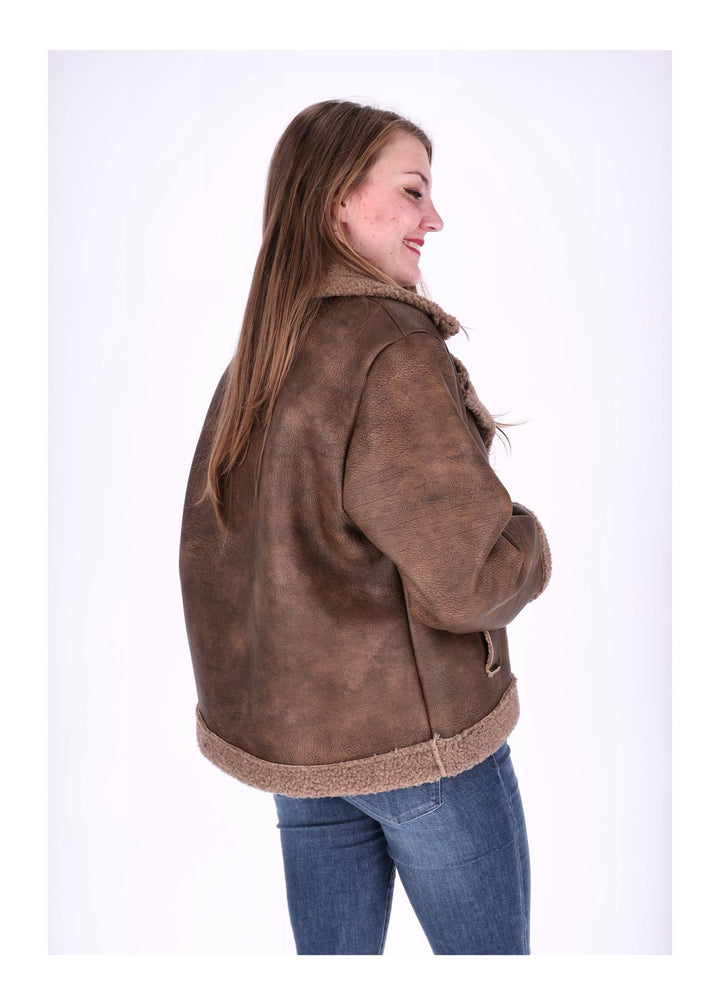 Splash of Color Lederimitat Jacke mit Teddy