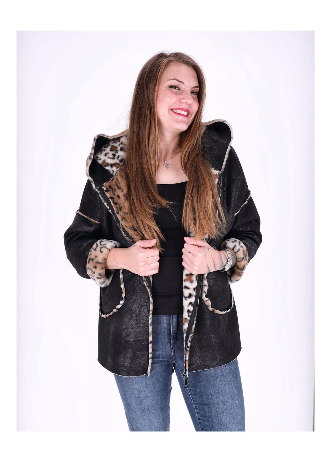 Splash of Color Lederimitat Jacke Damen