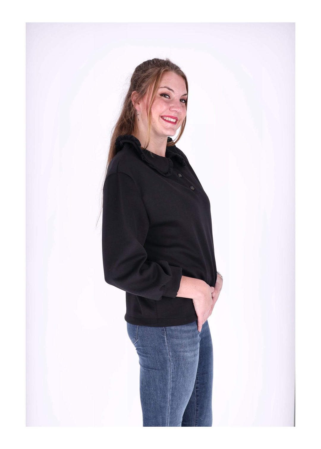 Splash of Color Damen Poloshirt Rüschenkragen