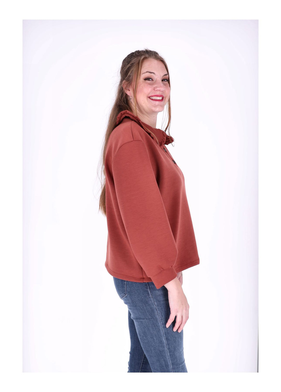 Splash of Color Damen Poloshirt Rüschenkragen